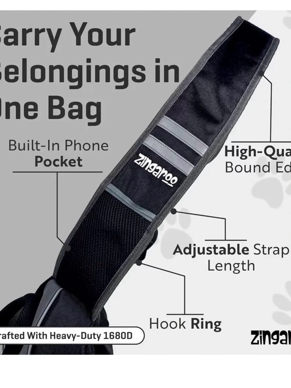 kangaROOS Pet Sling Carrier for medium size Dogs up to 15 lbs